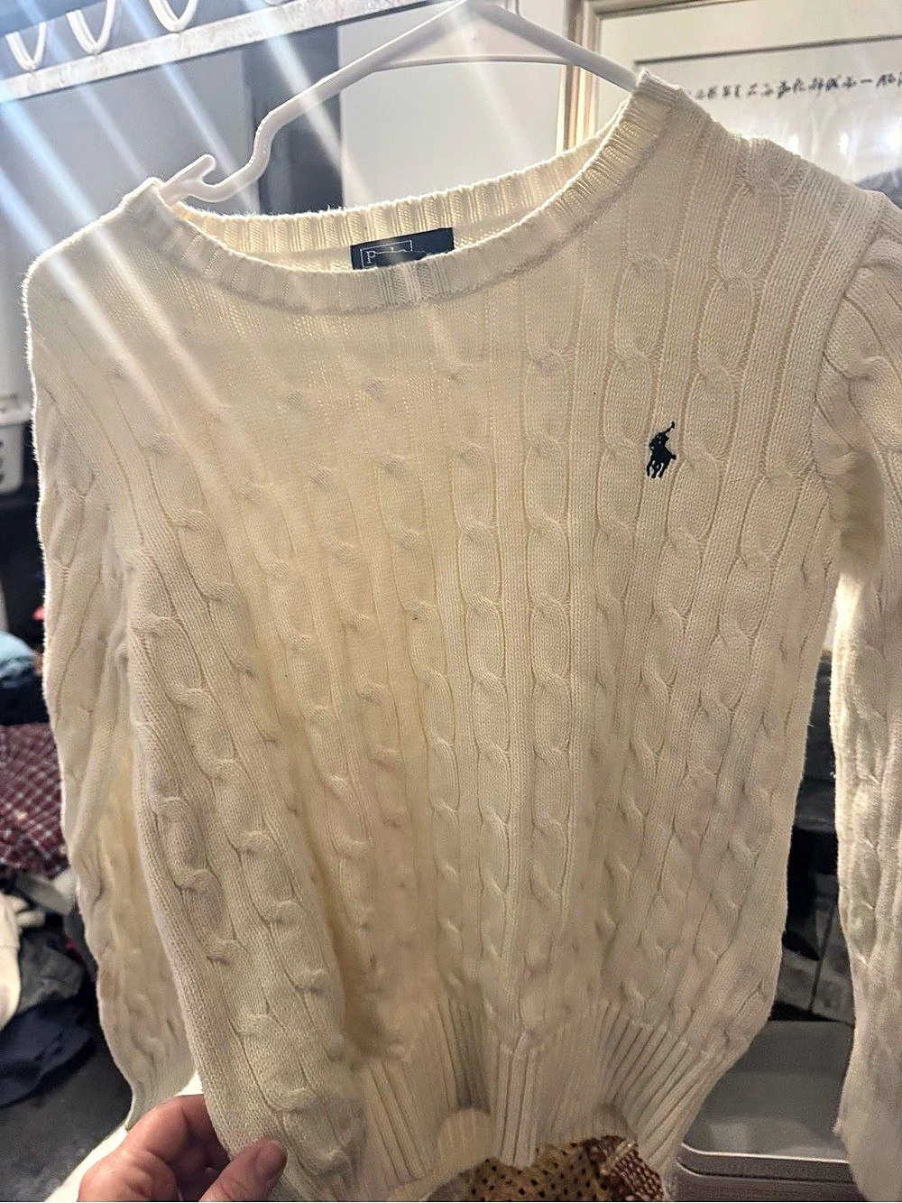 Polo by Ralph Lauren Cable Knit Crewneck Cream Size Medium